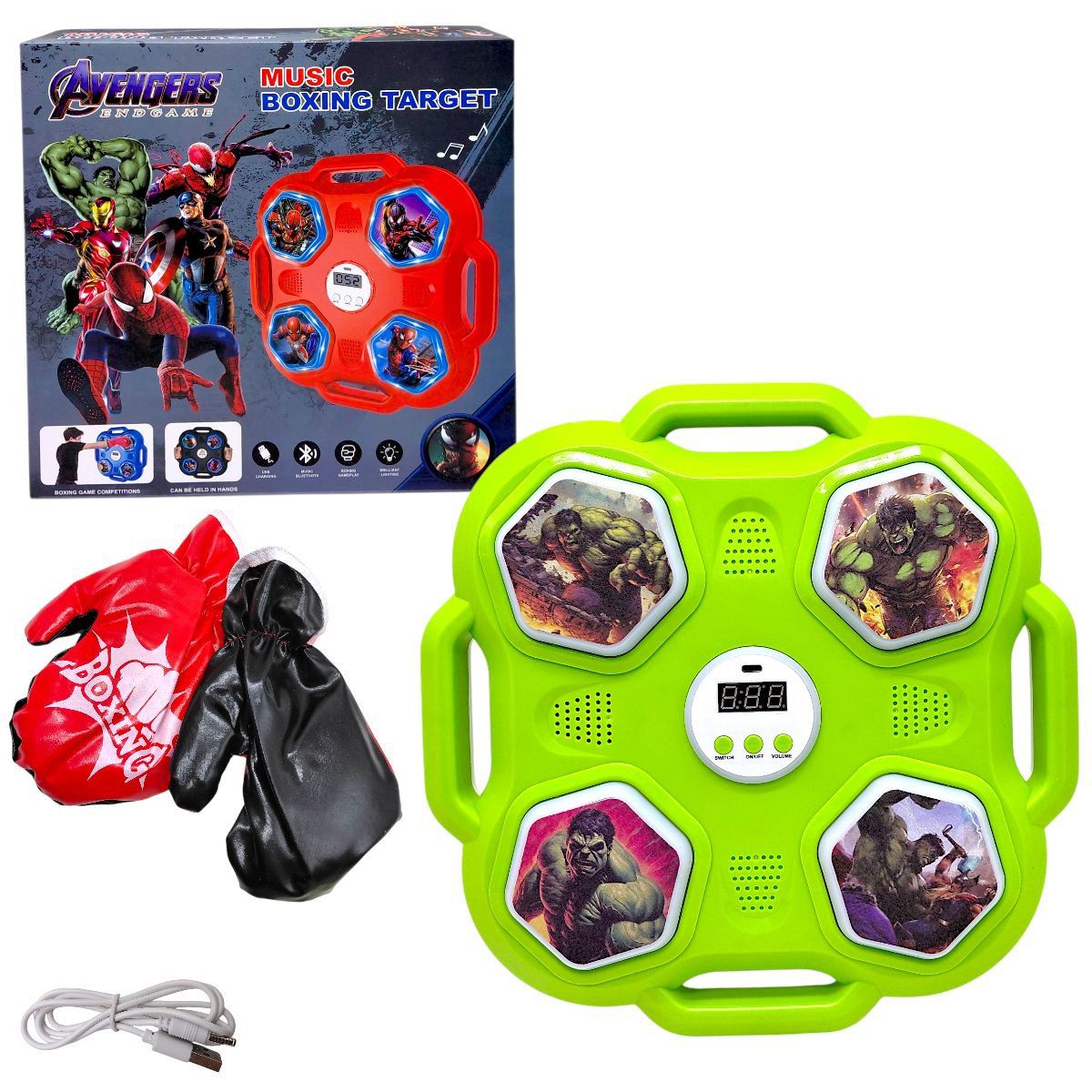 Электронный бокс (герой, встроенный аккумулятор, USB-кабель, bluetooth, подсветка, музыка, звук удара, перчатки, режимы громкости) в коробке 30,5х7х30,5 см  фото 1