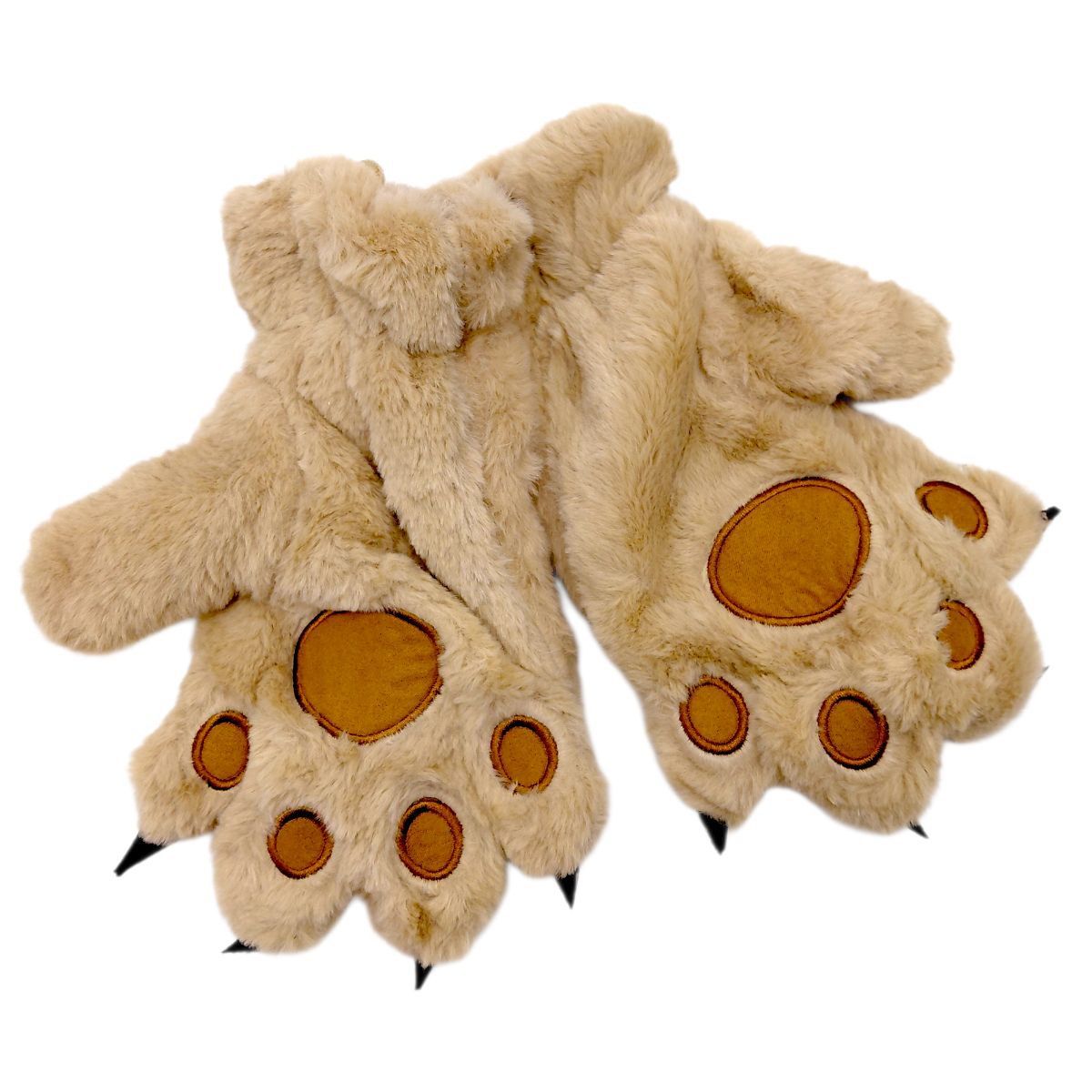 Детские меховые перчатки "Лапки" (БЕЖЕВЫЕ)  фото 1