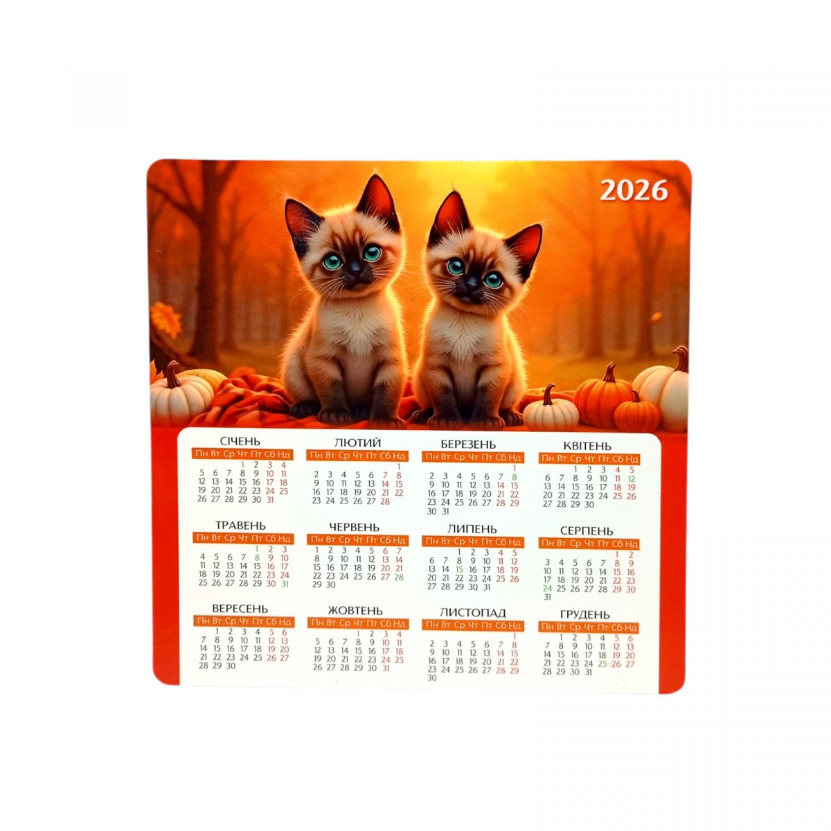 Календар на магніті 2026 рік Коти  фото 1