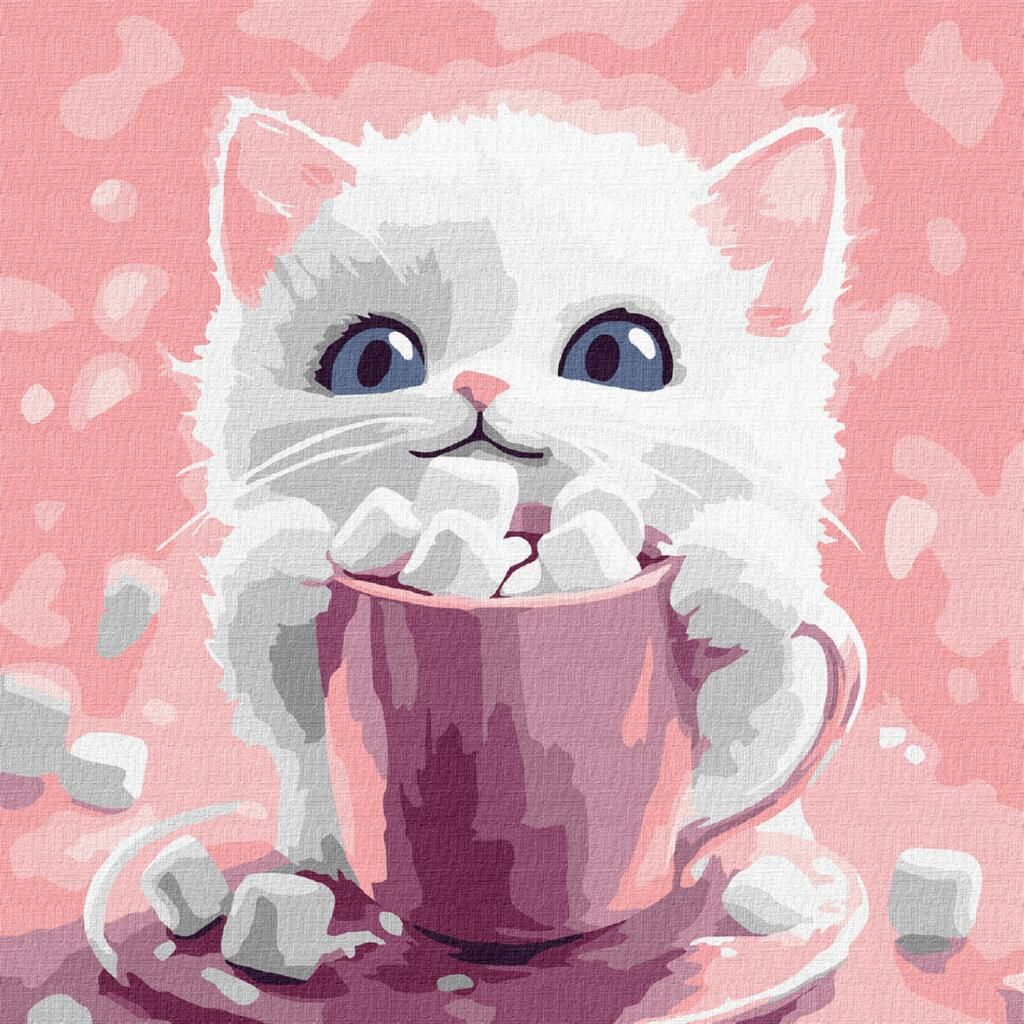 Картина по номерах для дітей "Какао для котика (картина № 1)" 30х30см  фото 1