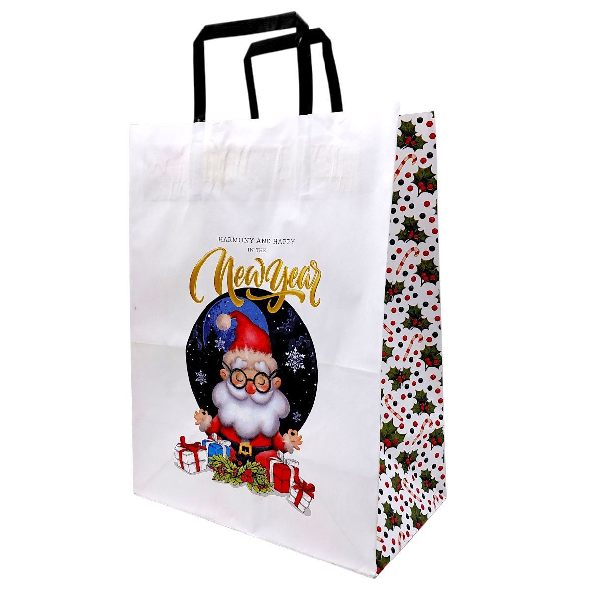 Пакет паперовий з ручками Крафт білий (25х15х34 см)  фото 1