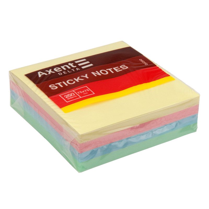 Блок паперу з клейким шаром75x75мм,250арк, паст. куб  фото 1