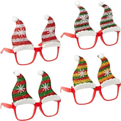 Очки новогодние "Шапка Эльфа" микс  фото 1