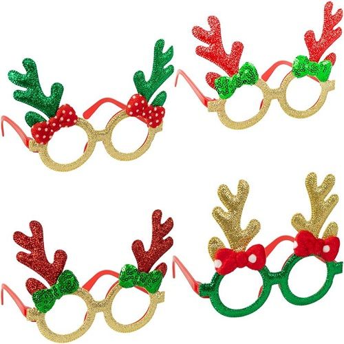 Очки новогодние "Рожки с бантиком" микс  фото 1