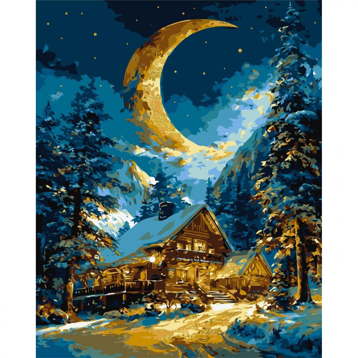 Картина по номерам с красками металлик "Зимнее тепло дома" 40х50 см  фото 1