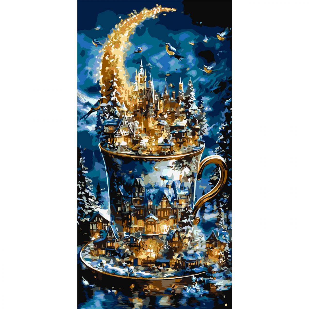 Картина по номерам с красками металлик "Рождественский сказочный город" 40х80 см  фото 1