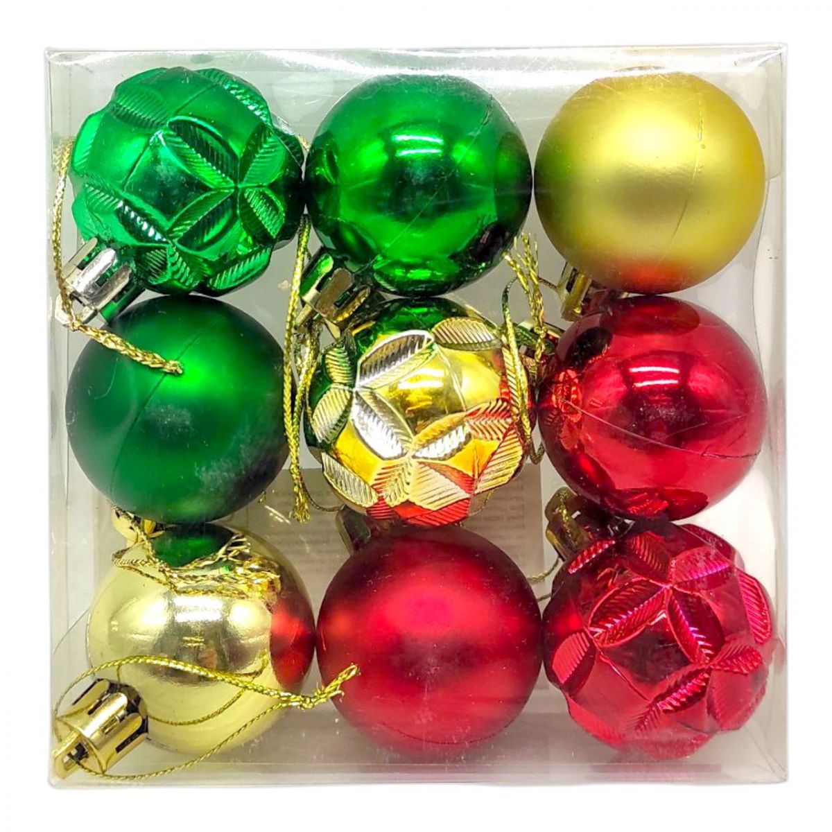 Уцінка.  Новорічні прикраси, 9 штук, кульки, D=4 см, у слюді   - Пошкоджена упаковка  фото 1