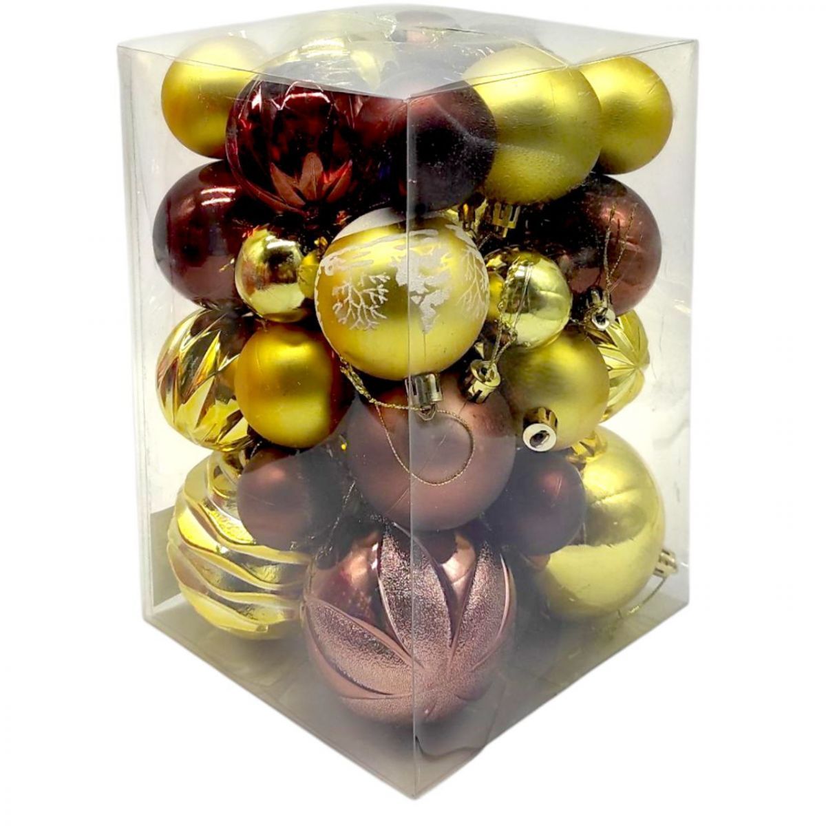 Уцінка.  Новорічні прикраси, 34 штуки, кульки, в коробці   - Пошкоджена упаковка  фото 1