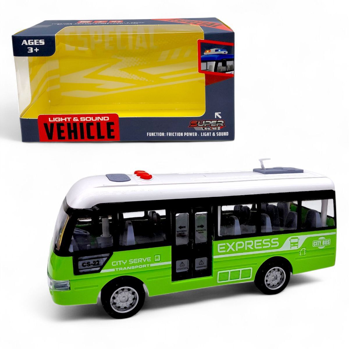 Машина инерционная, озвучена, со светом (в коробке 23x9x12 см)  фото 1