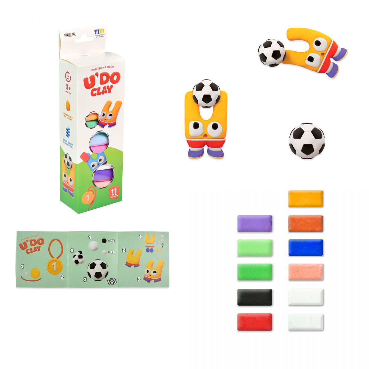 Набір для творчості UDO Clay 11 шт, брикет 10 г (СПОРТ)  фото 1