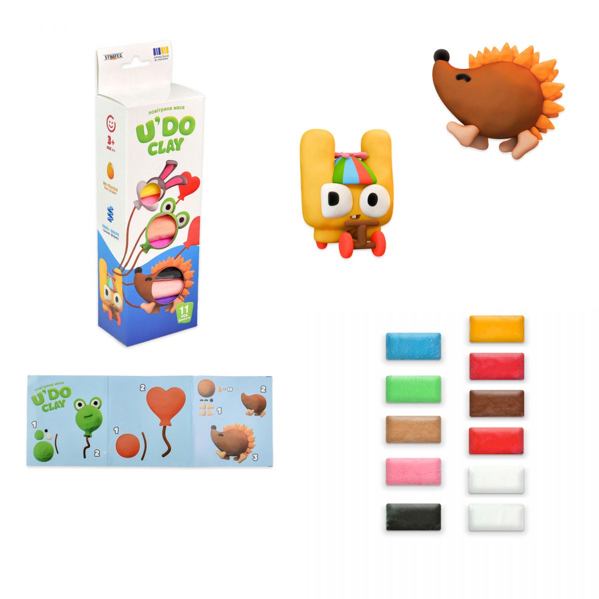 Набір для творчості UDO Clay 11 шт, брикет 10 г (ТВАРИНКИ)  фото 1
