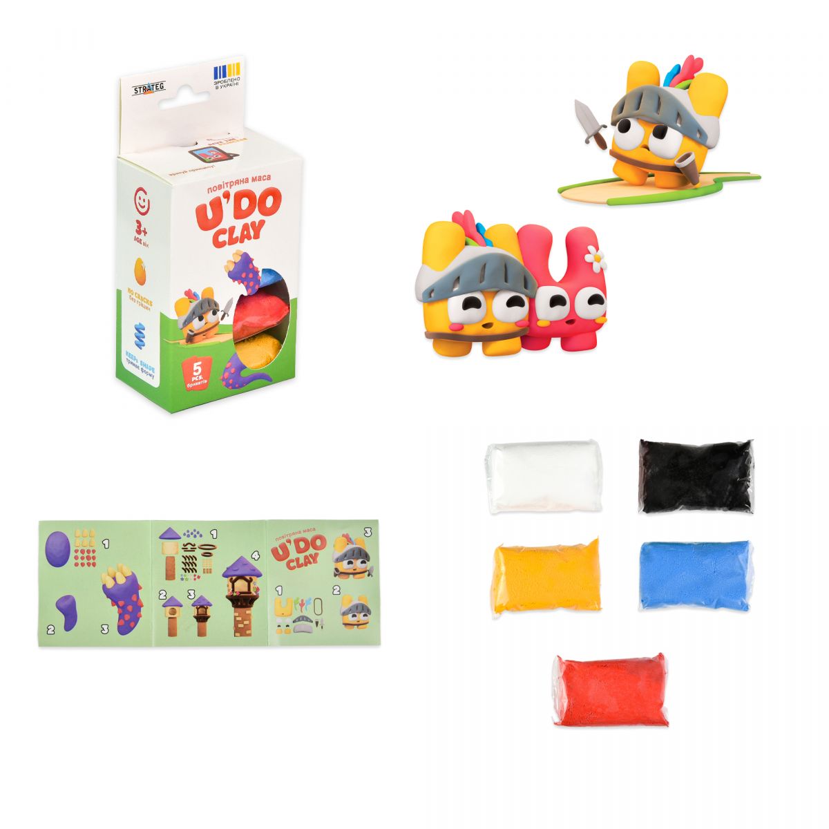 Набір для творчості UʼDO Clay 5 шт, брикет 10 г (ЛИЦАР)  фото 1
