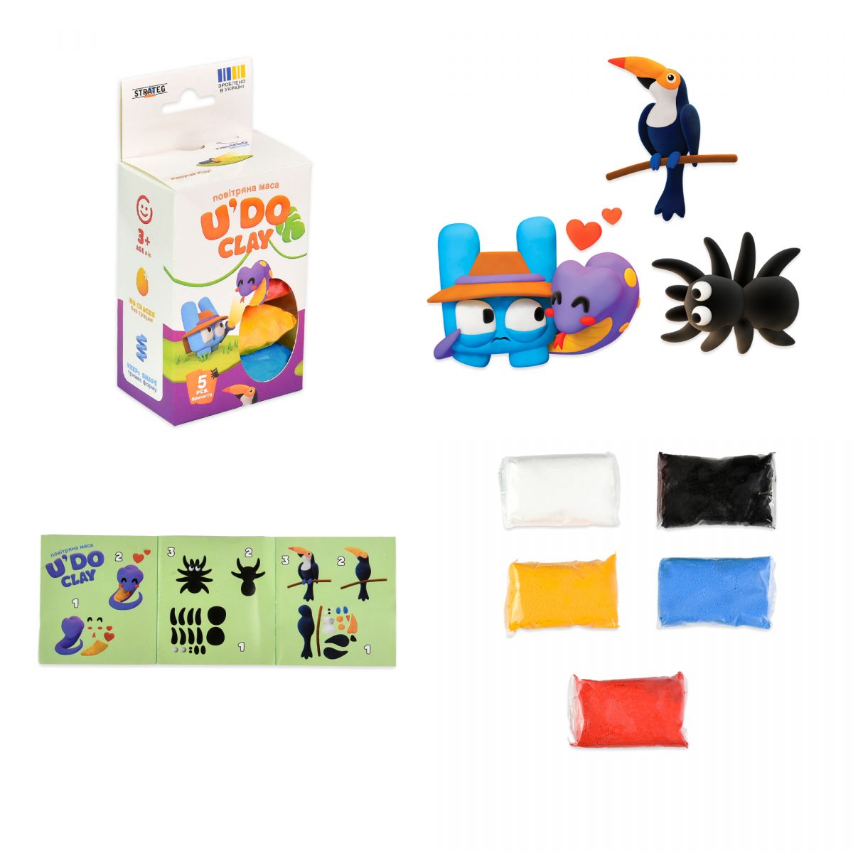 Набір для творчості UʼDO Clay 5 шт, брикет 10 г (ДОСЛІДНИК)  фото 1