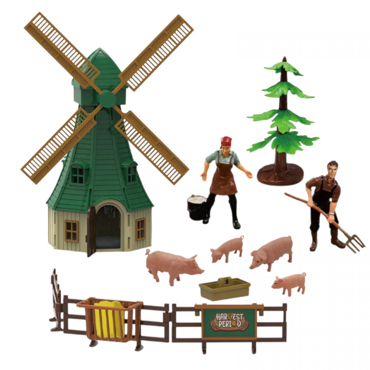 Ферма 58 елементів, трактор на батарейках, звуки, підсвічування, ігрові фігурки, вітряк, будинок, в коробці  фото 1
