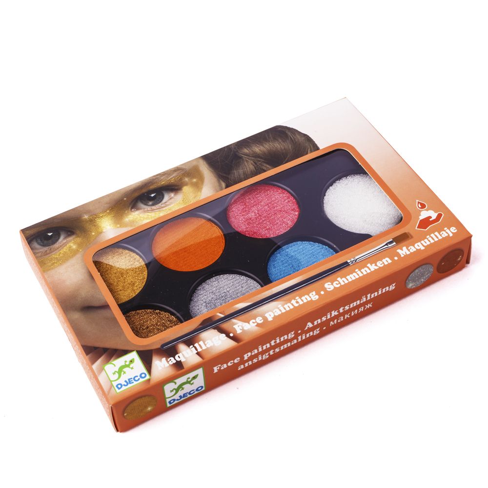 Грим для обличчя DJECO палітра 6 кольорів Металік  фото 1