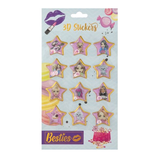 3D наліпки з блискітками "Зірка" (12 шт)  фото 1