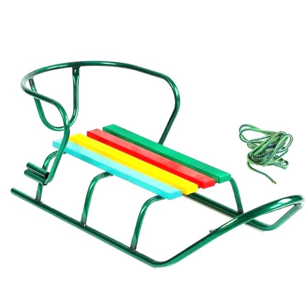 Санки "ЛЮКС КЛАСІК" - БЕЗ РУЧКИ круглі полози (колір зелений)  фото 1