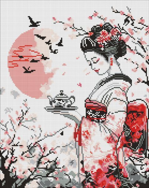 Алмазна мозаїка - Гейша і чай ©art_selena_ua  фото 1