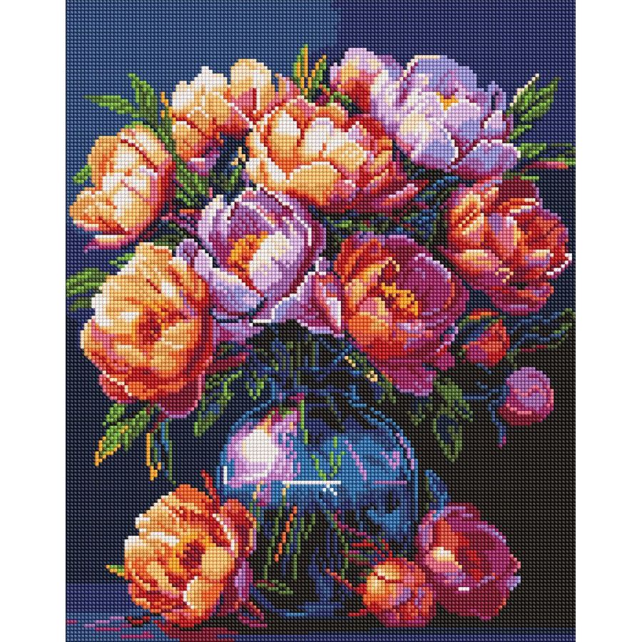 Алмазна мозаїка "Букет півоній" 40х50см  фото 1