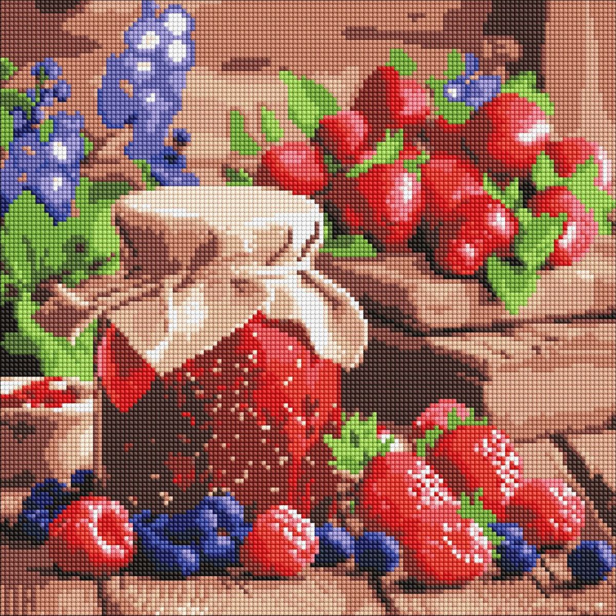 Алмазна мозаїка "Малинове варення" 40х40см  фото 1