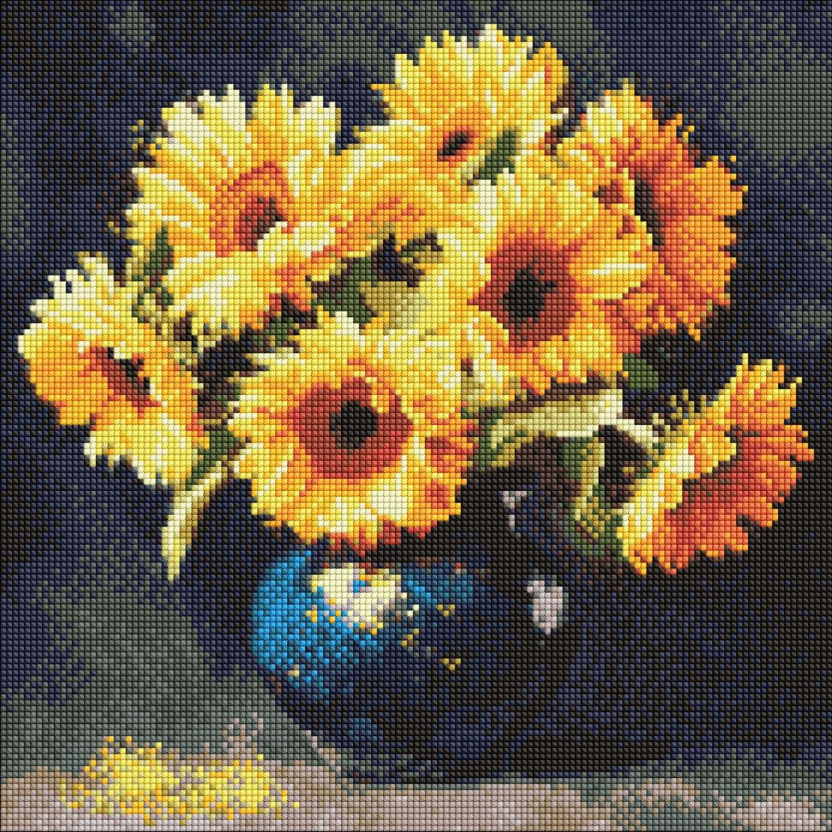 Алмазна мозаїка "Соняшник в темряві" 40х50см  фото 1