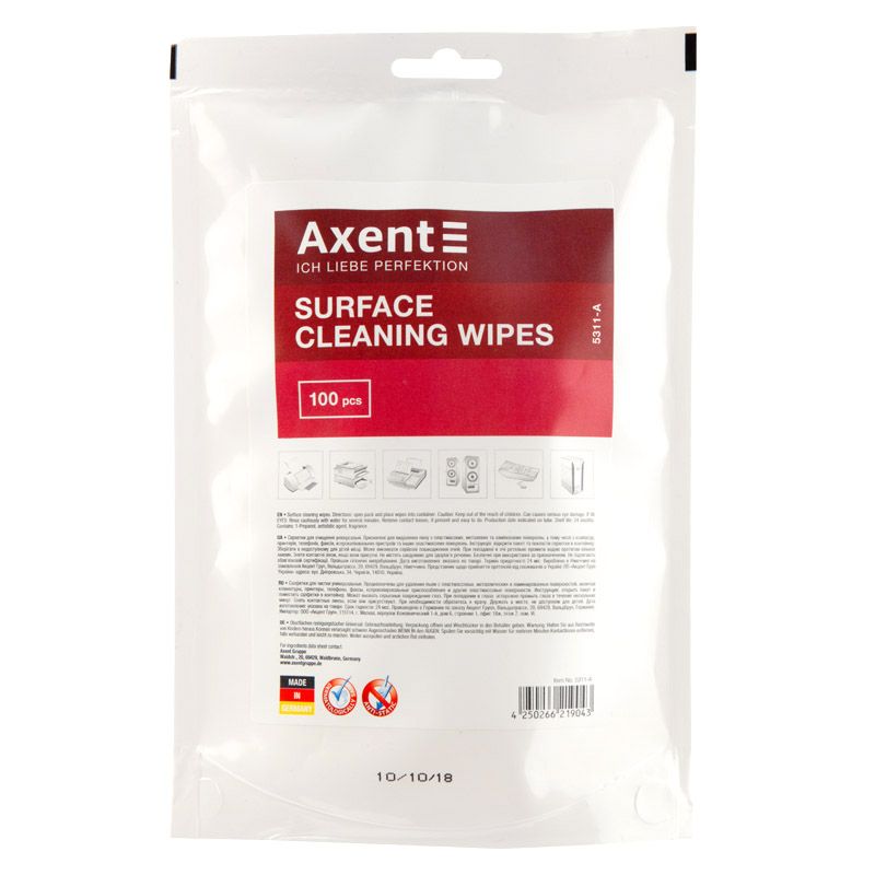 Серветки для орг. техніки вологі, змінні, 100 шт.  фото 1