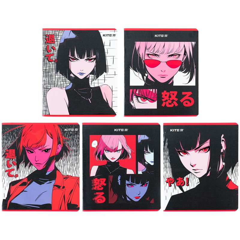 Зошит 48 арк. , кл. , гібр.  лак + УФ лак, Kite Anime  фото 1