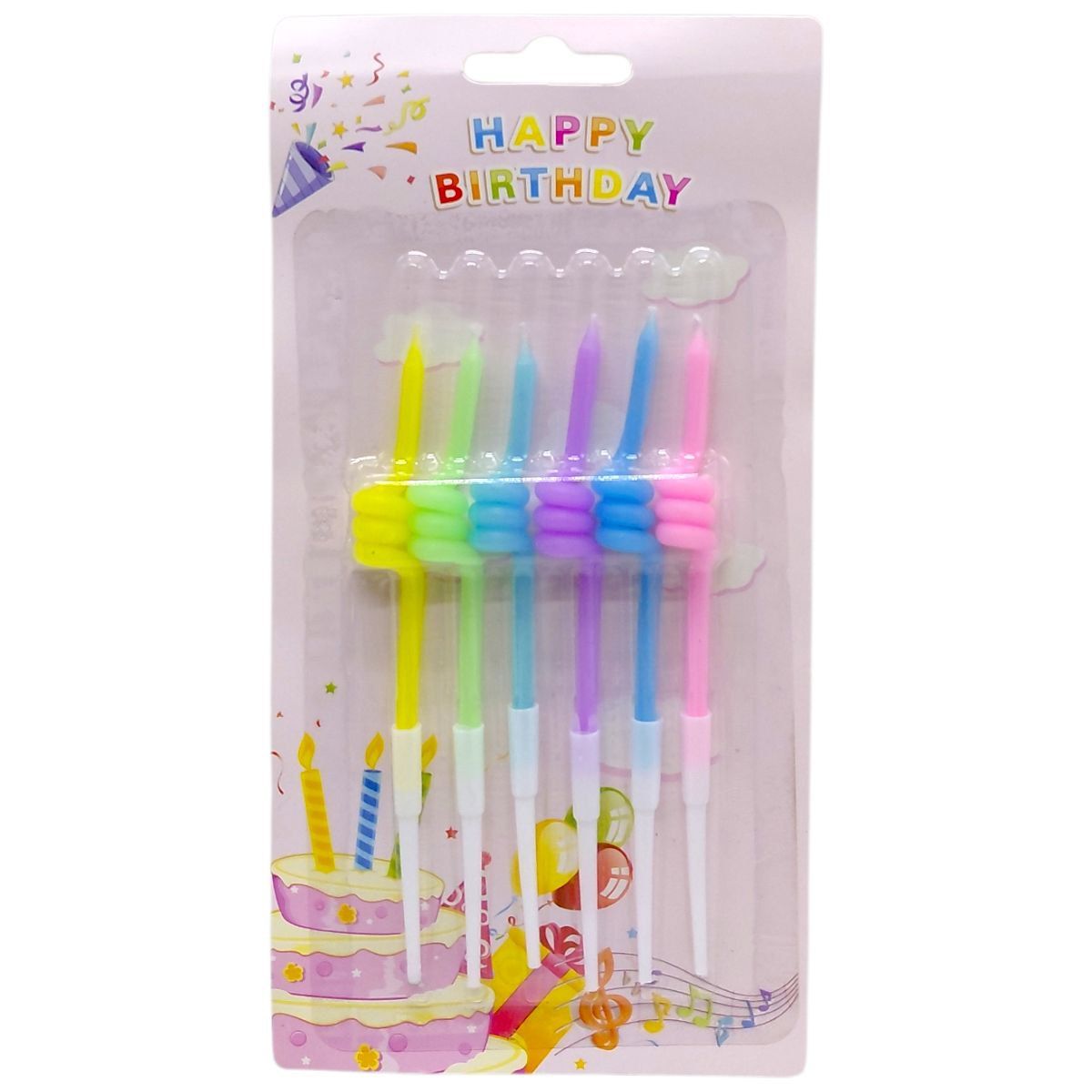 Свічка для торта "Макарунхвилі" 6шт. *12см  фото 1