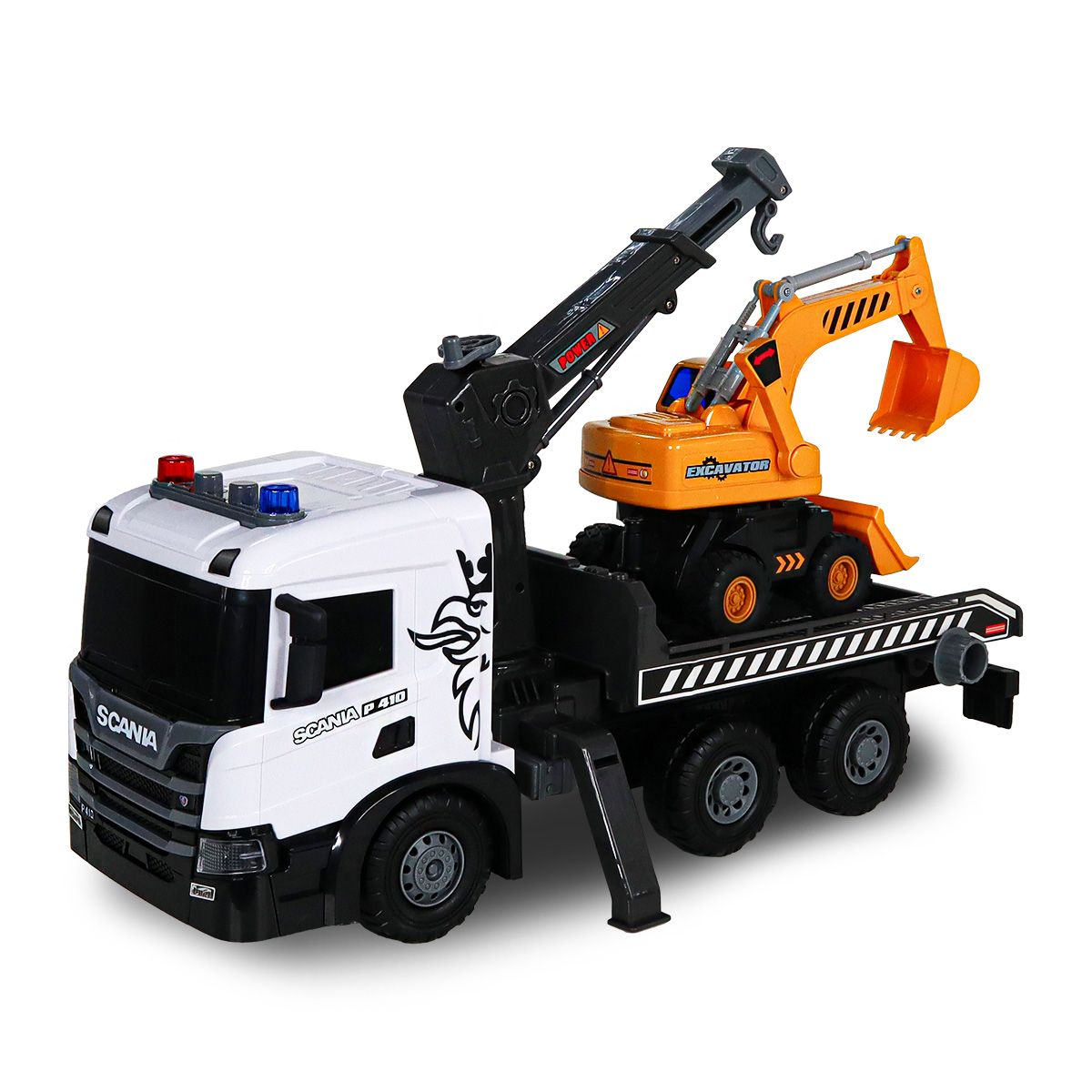 Ігровий набір серії Super Big Truck – Автокран Scania з екскаватором (світло, звук)  фото 1