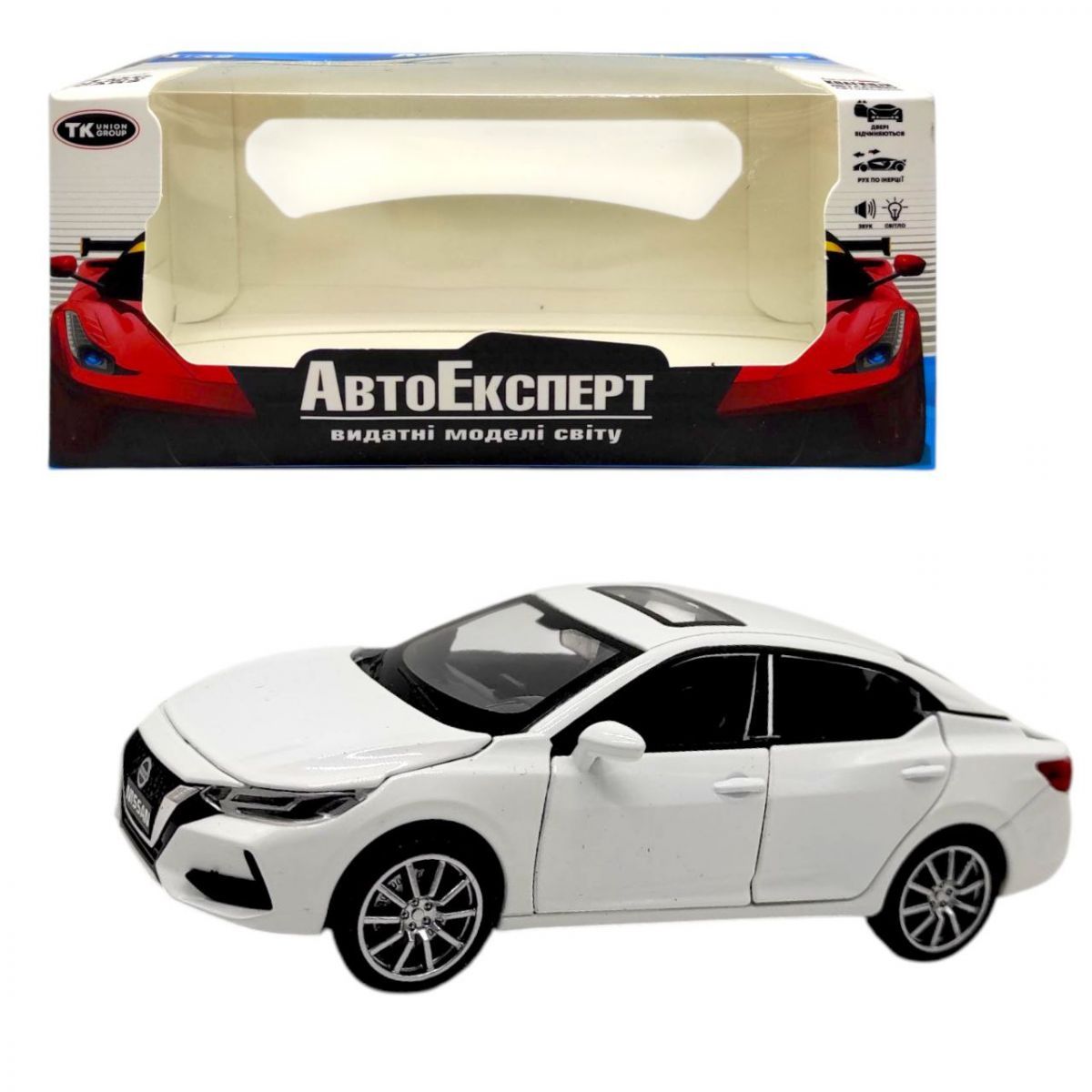 Уценка.  Машинка "Авто Эксперт", 1:32, звук, свет, инерция, открывается дверь (БЕЛЫЙ) Повреджена упаковка  фото 1