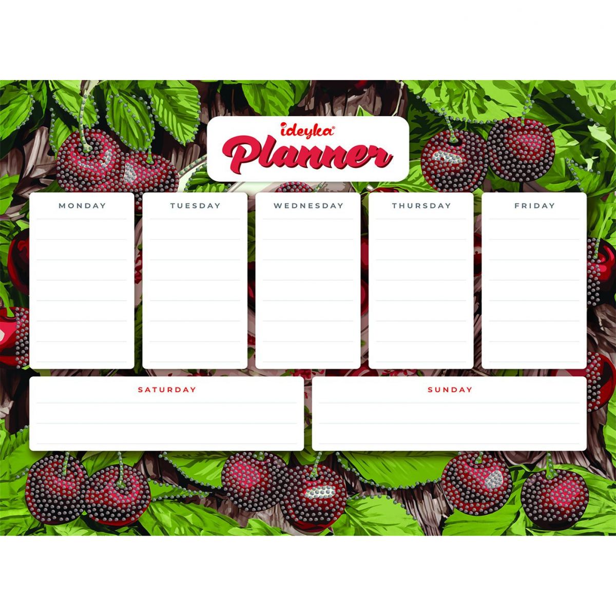 Планер на магнітній основі з алмазною мозаїкою "Вишні" 32х40 см  фото 1