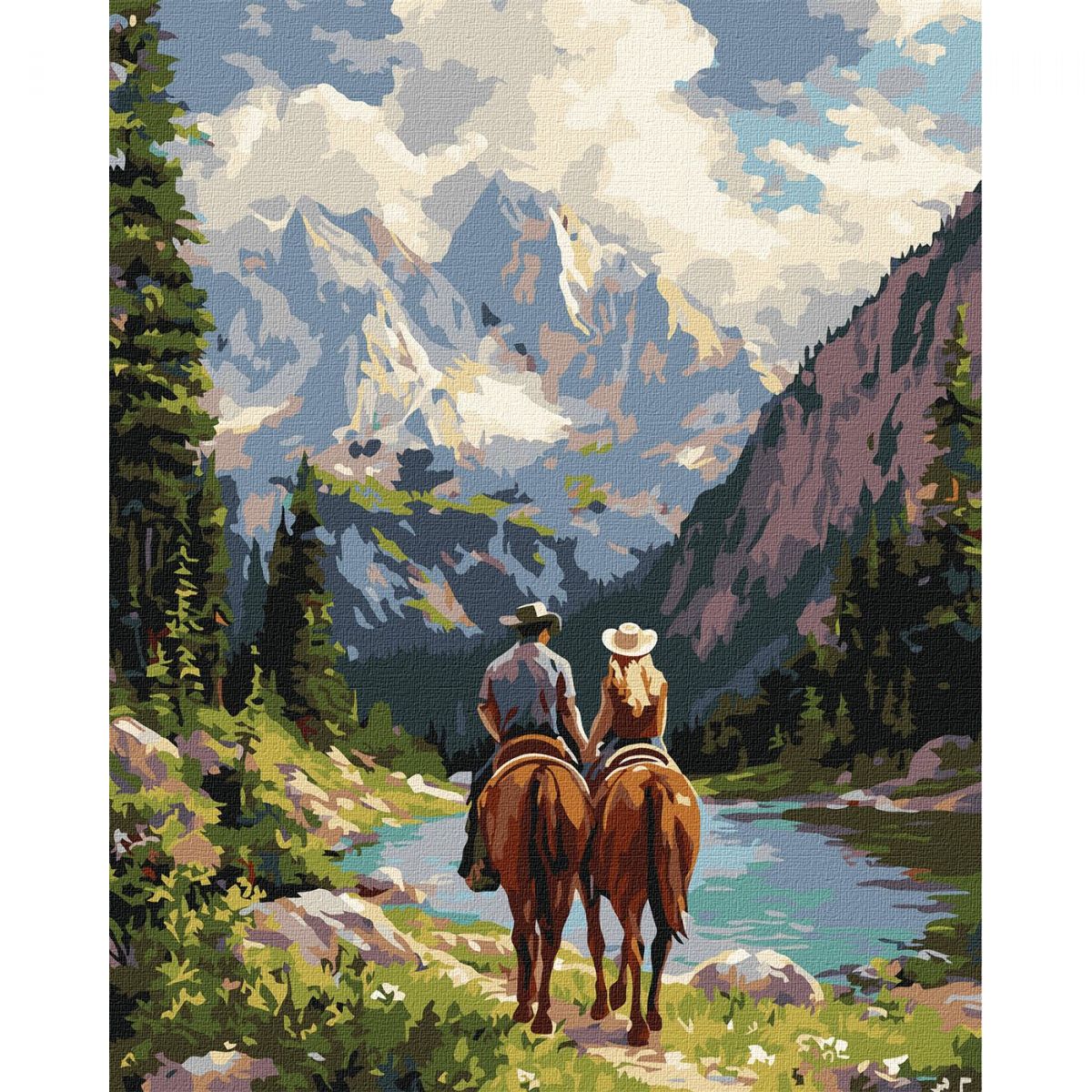 Картина по номерам "Пара всадников в горах" 40х50см  фото 1