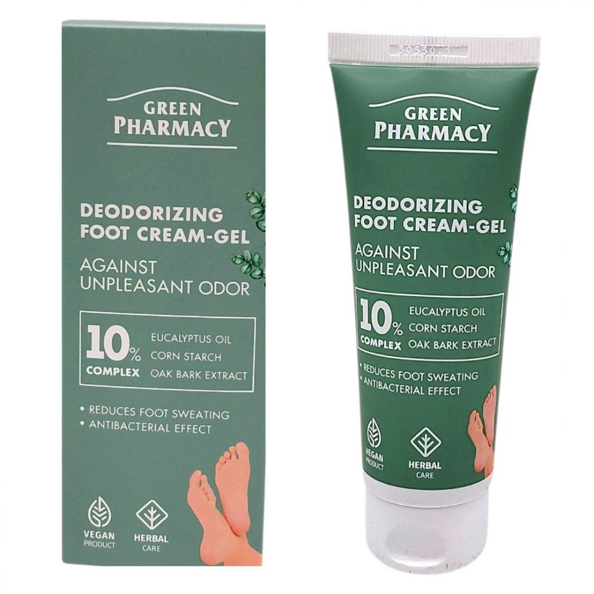 Крем-гель для ніг "Green Pharmacy" 75 мл, дезодоруючий, проти неприємного запаху  фото 1