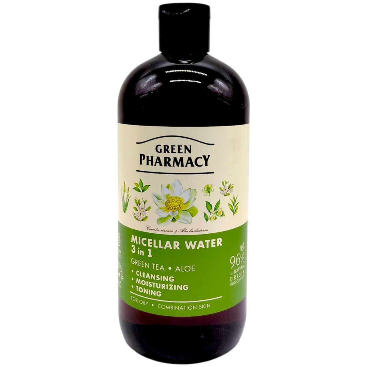 Міцелярна вода 3в1, зелений чай та алое, 500 мл  фото 1