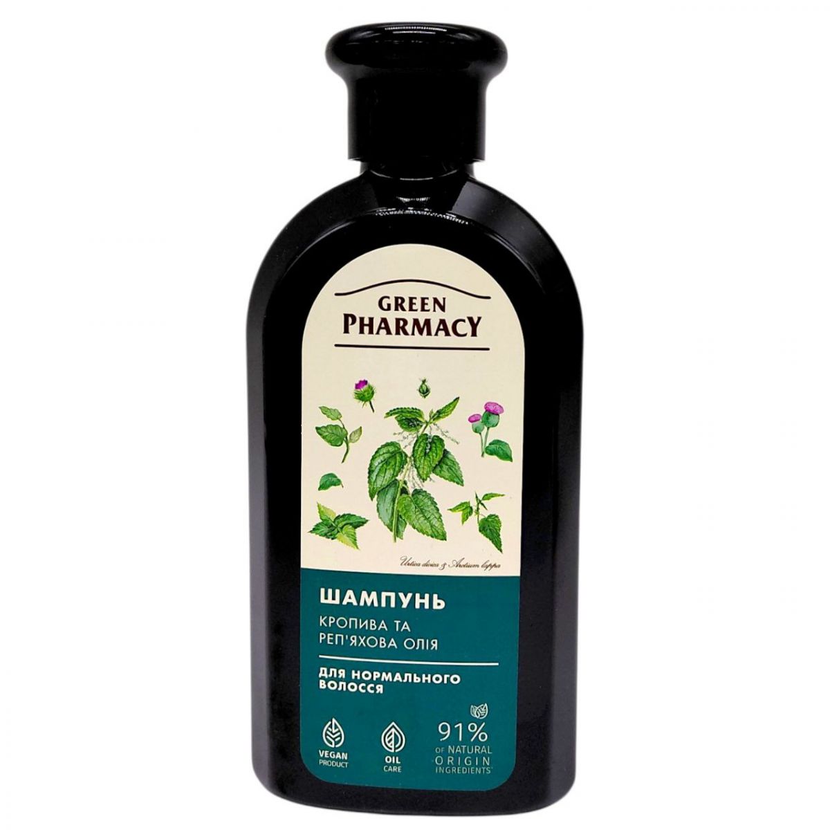 Шампунь "Green Pharmacy, Кропива та репʼяхова олія" для нормального волосся (350 мл)  фото 1