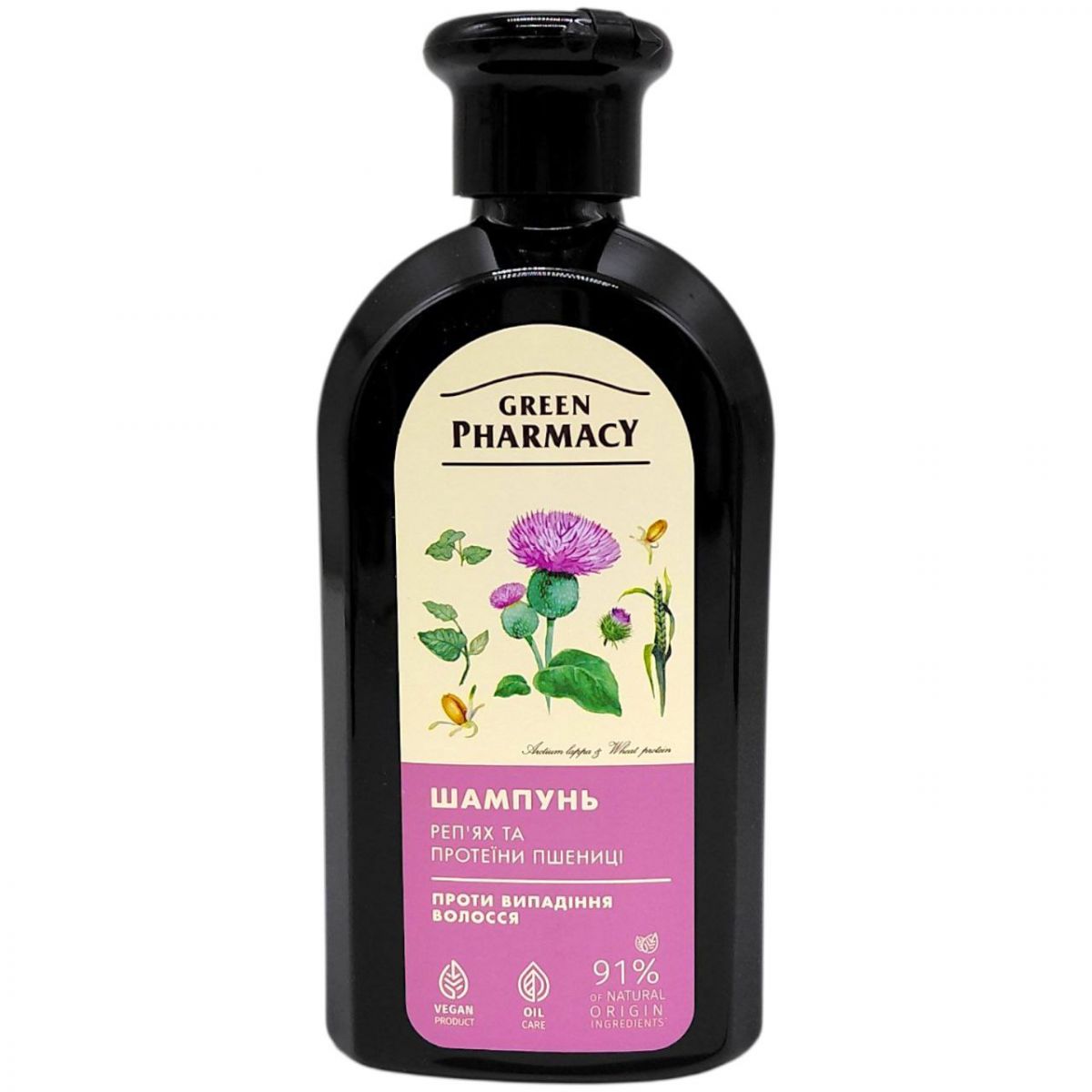 Шампунь "Green Pharmacy, репейник и протеины пшеницы" против выпадения волос (350 мл)  фото 1