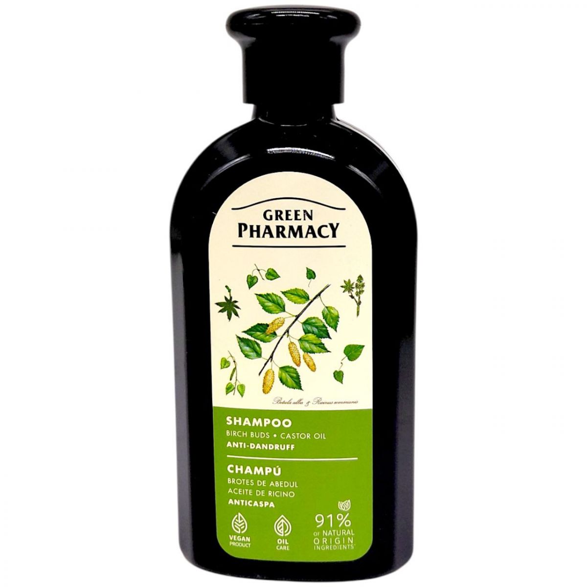 Шампунь "Green Pharmacy, березові бруньки та касторова олія" проти лупи (350 мл)  фото 1