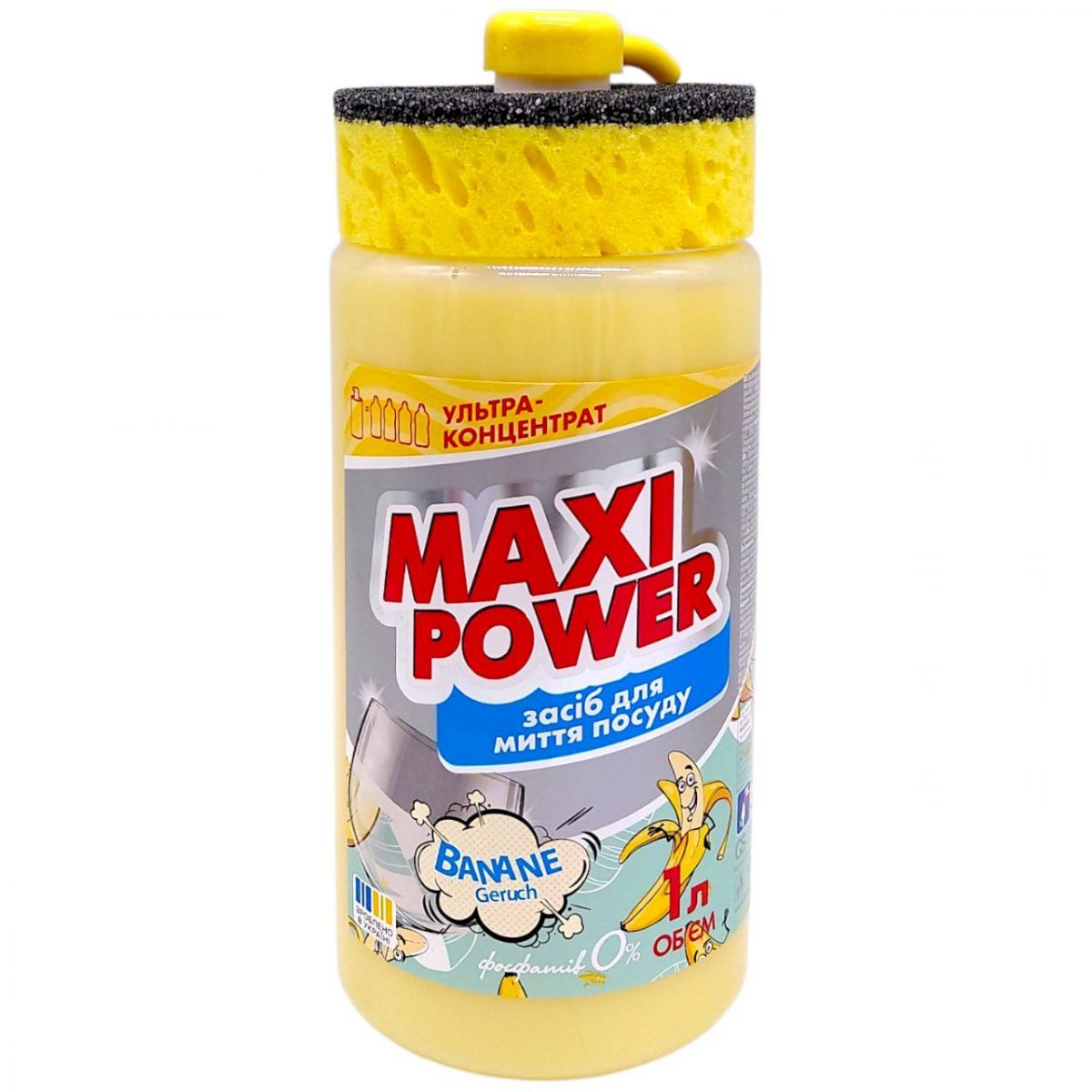 Засіб для миття посуду "MAXI POWER" 1л Банан  фото 1