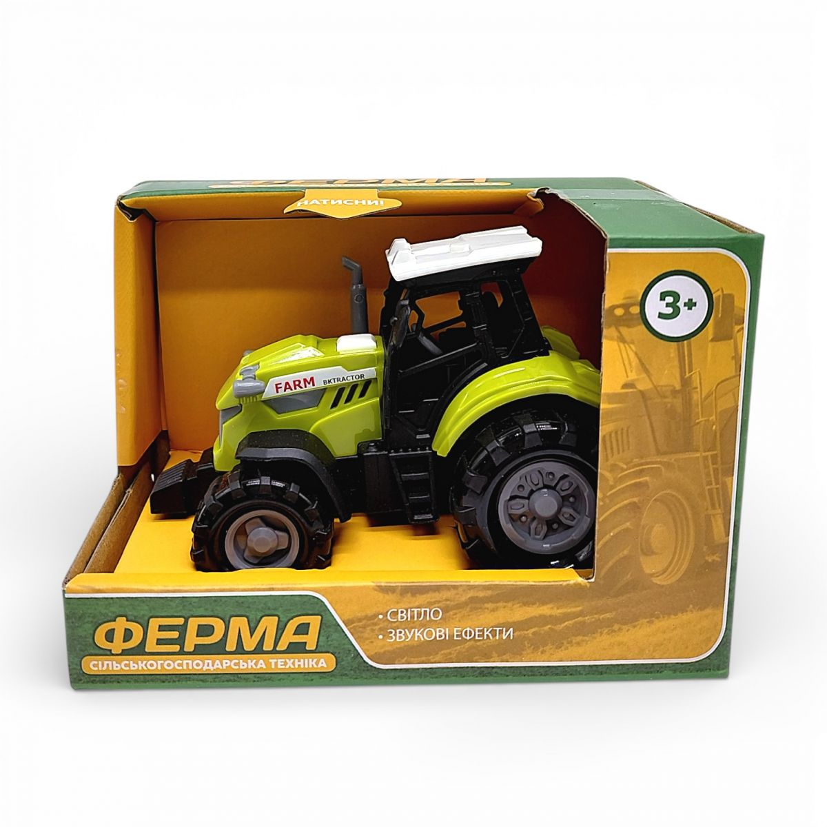 Трактор сельскохозяйственный "Ферма" (свет, звук) 12,5*8*9см  фото 1