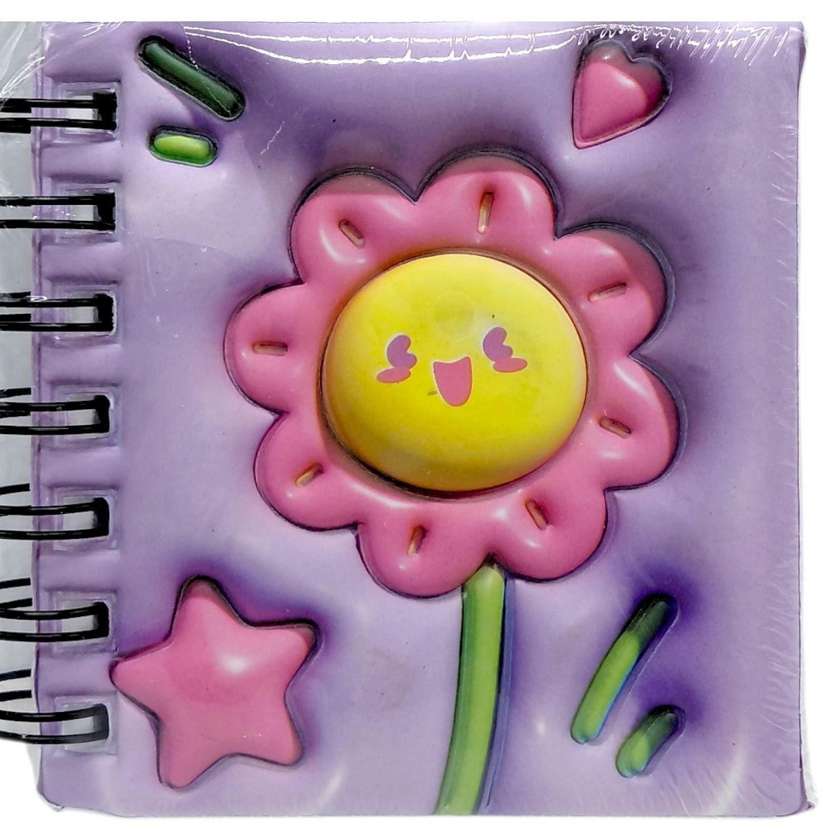 Блокнот 3D на пружине 10Х9,5 см "Цветы" (СИРЕНЕВЫЙ)  фото 1