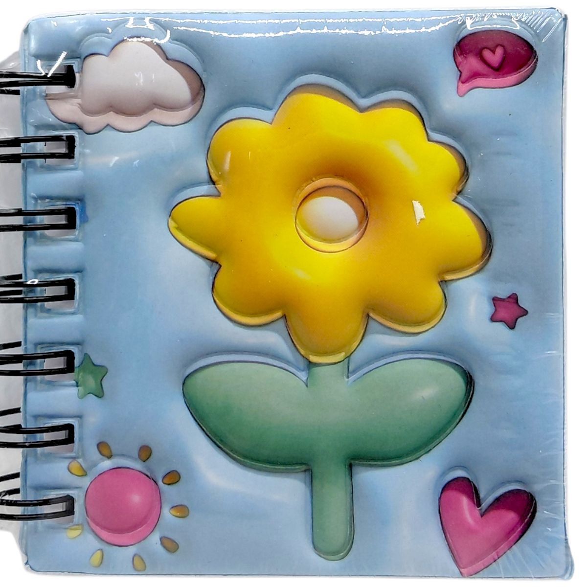 Блокнот 3D на пружине 10Х9,5 см "Цветы" (ГОЛУБОЙ)  фото 1