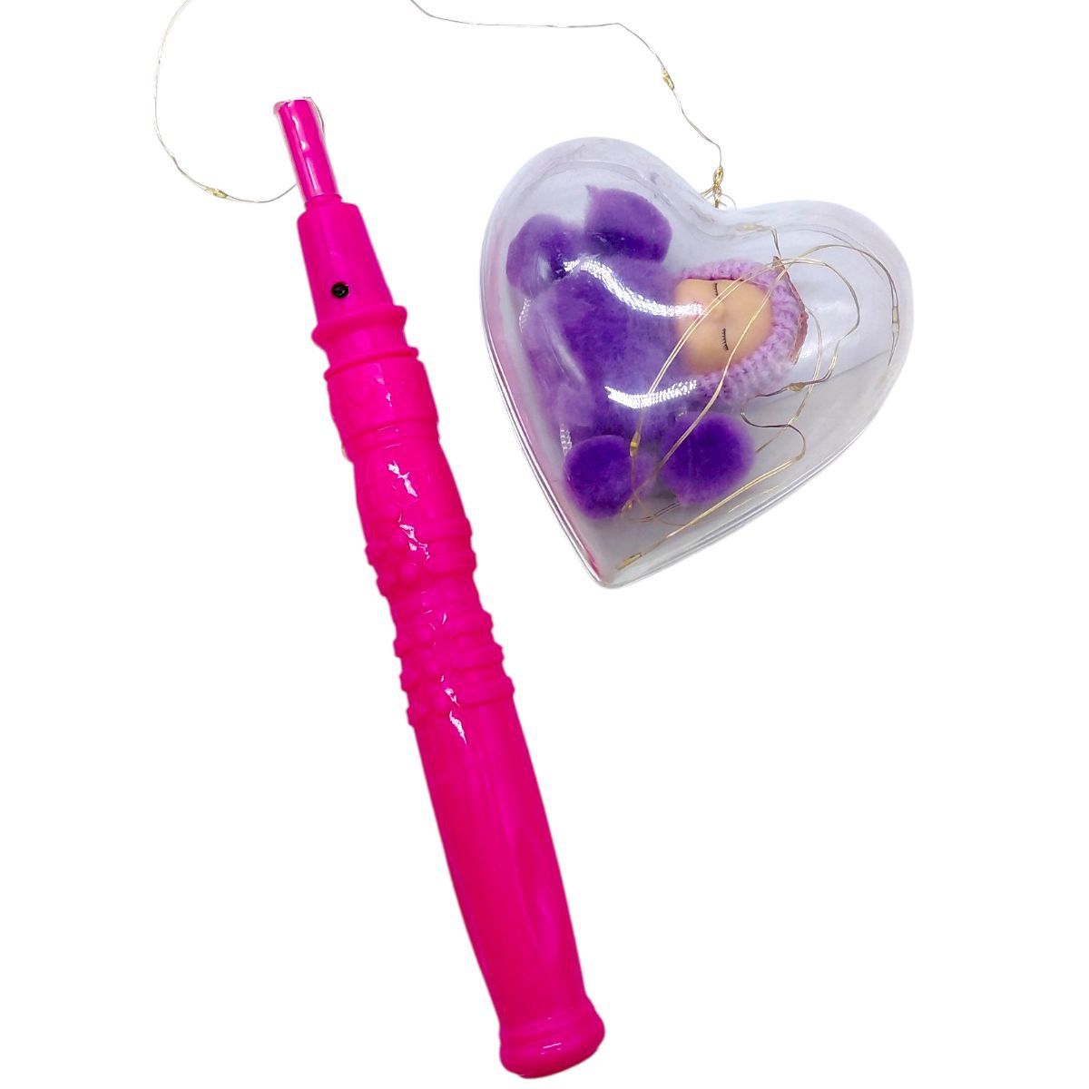 Світяшка "Сердце з лялькою-брелоком" (ФІОЛЕТОВА) на паличці  фото 1
