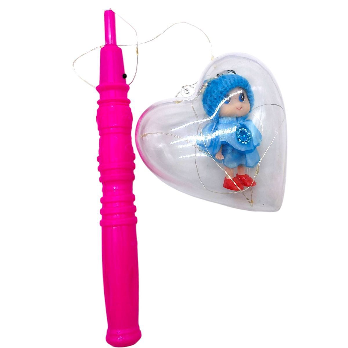 Світяшка "Сердце з лялькою-брелоком" (БЛАКИТНА) на паличці  фото 1