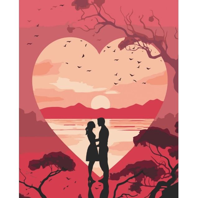 Картина за номерами "Силует кохання" 40x50 см  фото 1