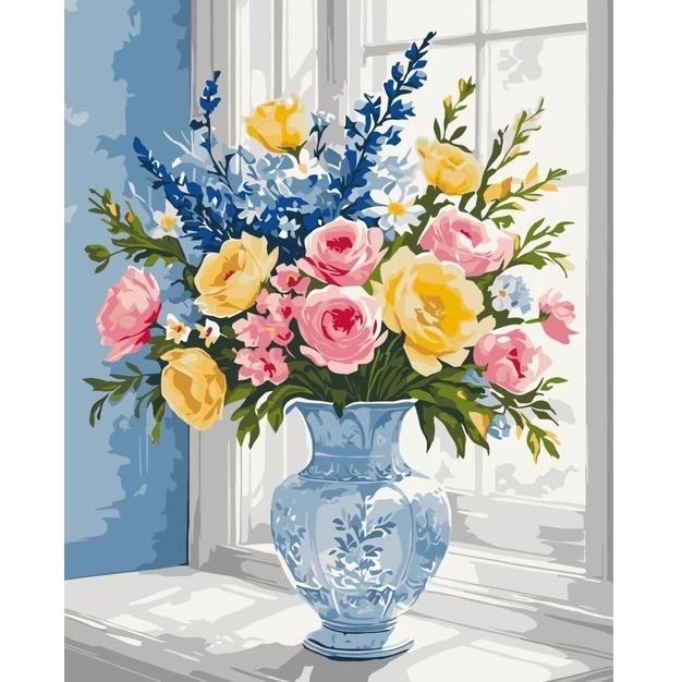 Картина за номерами "Квіти на підвіконні" 40х50 см  фото 1