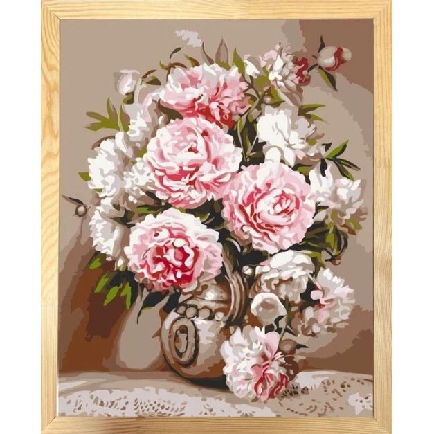 Картина за номерами з багетною рамкою "Ніжні півонії" 40х50 см  фото 1