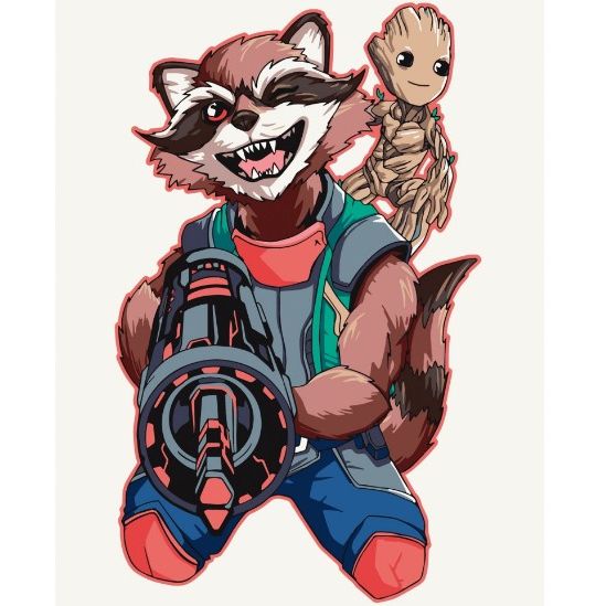 Картина за номерами "Грут та Ракета" 40х50 см  фото 1