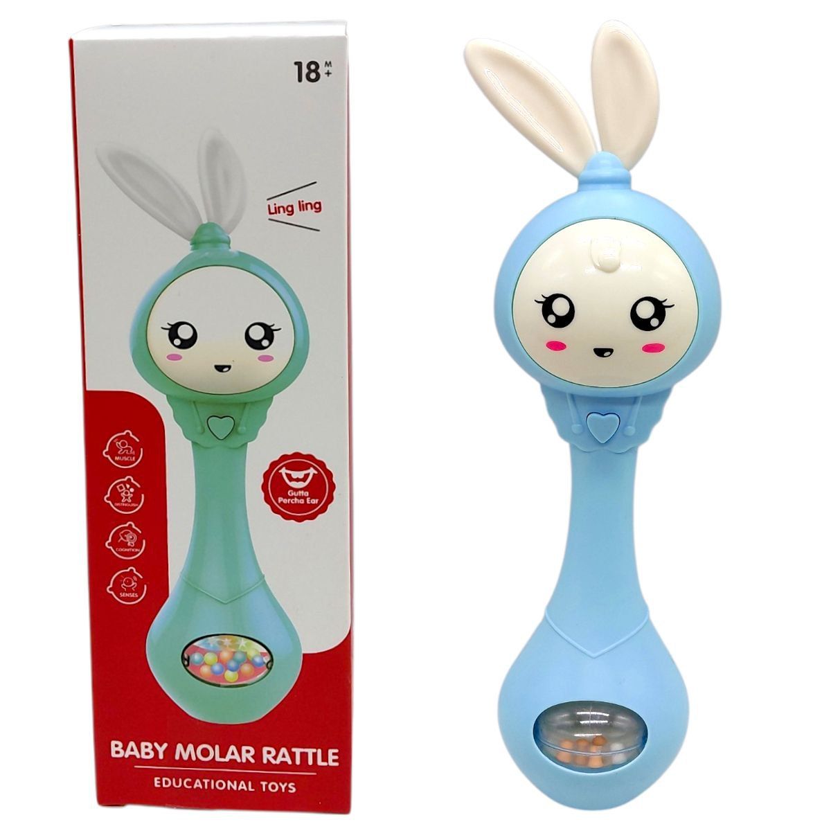 Інтерактивне брязкальце Зайчик, світло, звук (БЛАКИТНИЙ)  фото 1