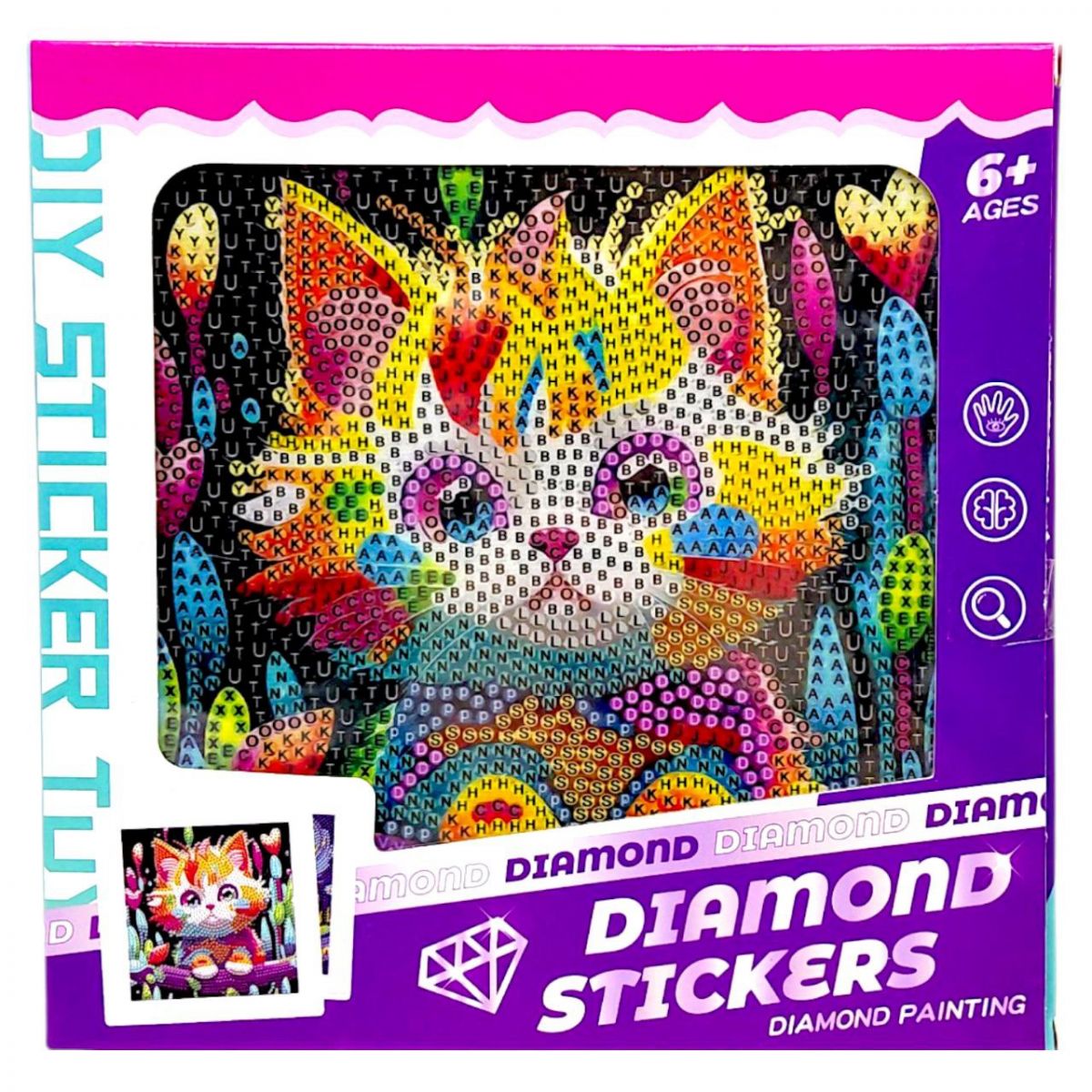 Алмазна мозаїка (стрази, інструменти, рамка) в коробці: 17,5х17,5 см  фото 1