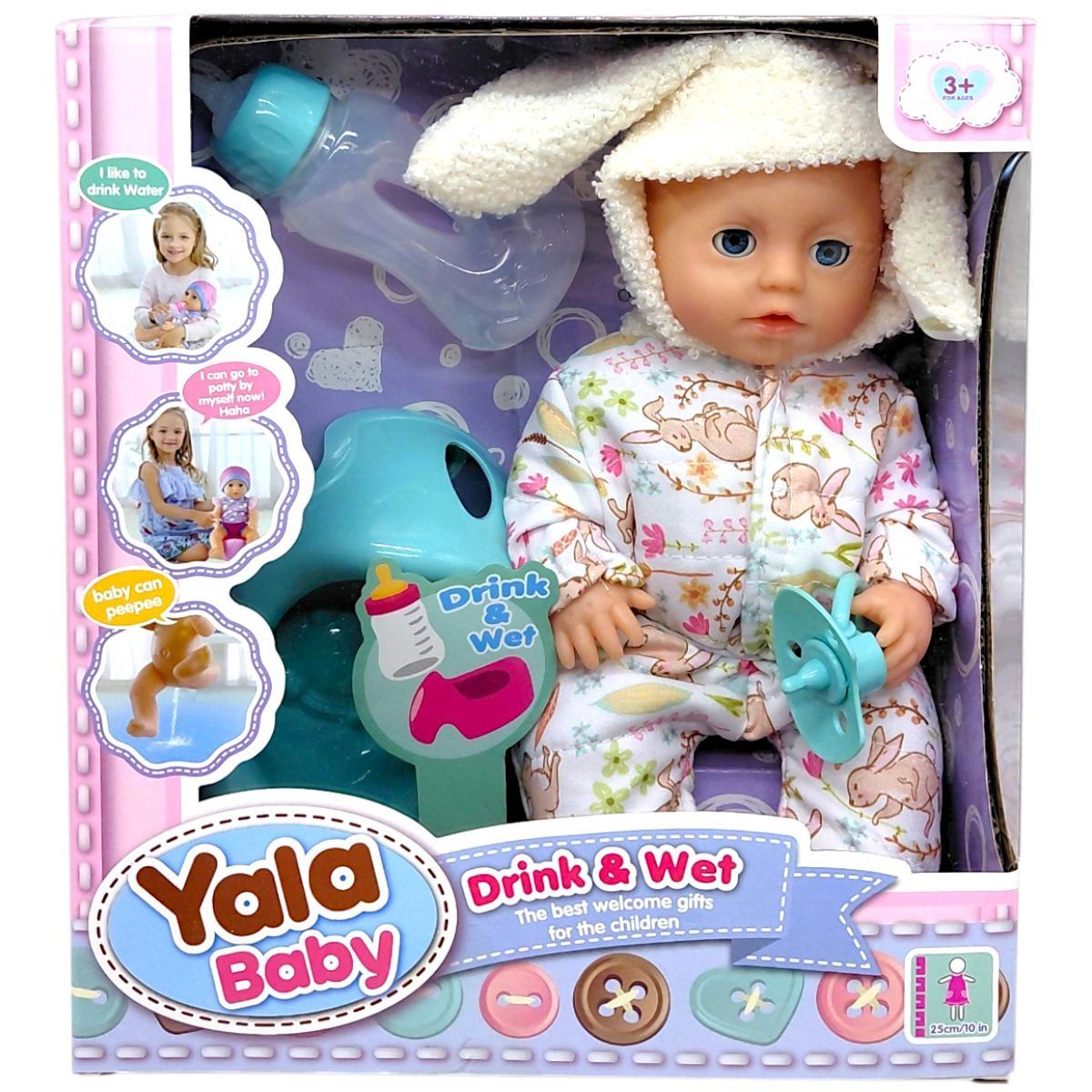 Інтерактивний пупс YALA BABY (пʼє з пляшечки, ходить на горщик, заплющує очі, аксесуари, висота 25 см, в коробці)  фото 1